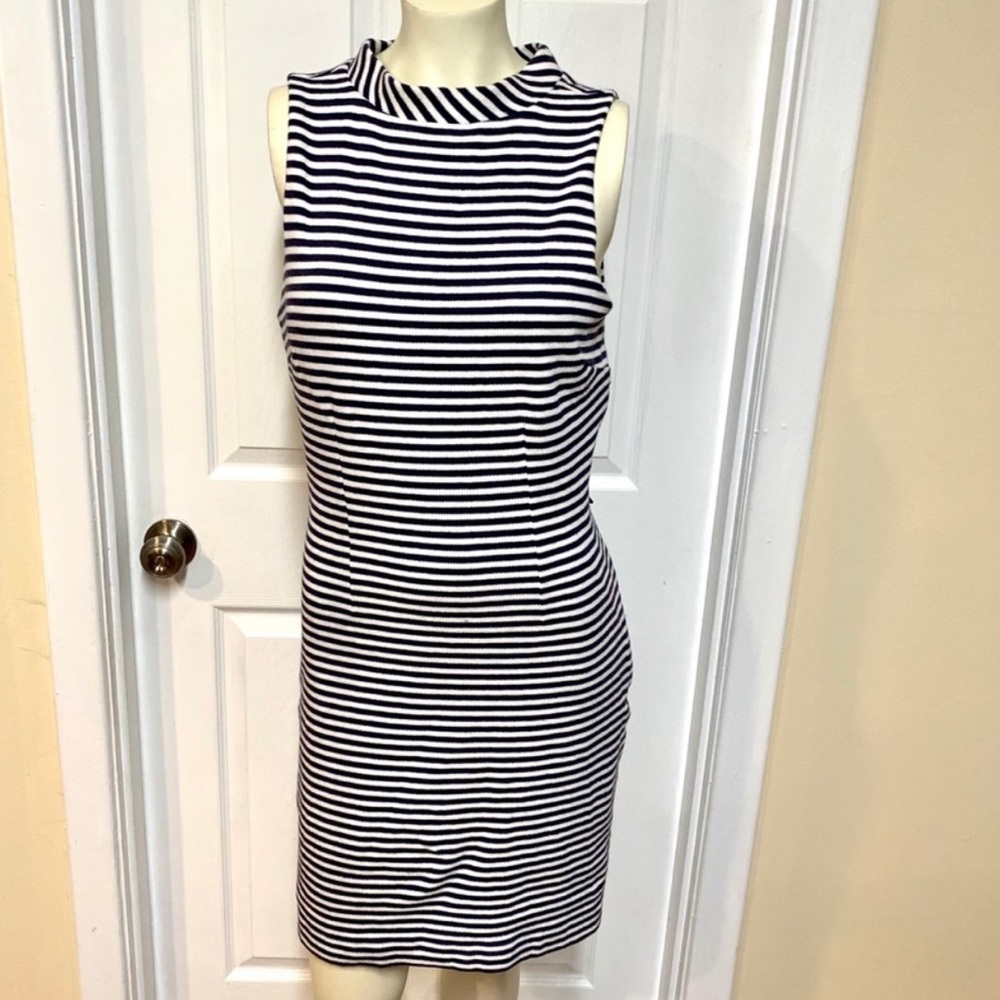The Limited navy and white striped shift dress M